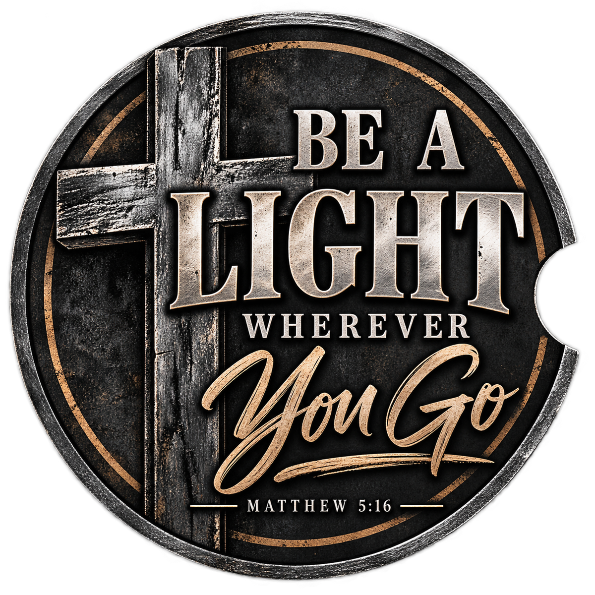 Faith on the Go - Be a Light Christian Car Coaster