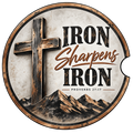 Faith on the Go - Iron Sharpens Iron Christian Car Coaster