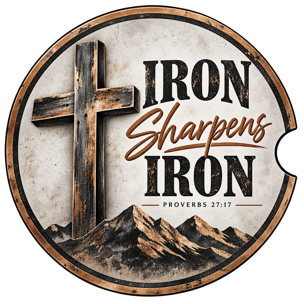 Faith on the Go - Iron Sharpens Iron Christian Car Coaster