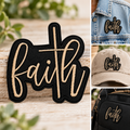 Faith Cross Embroidered Patch – Black & Cream Christian Iron-On Patch