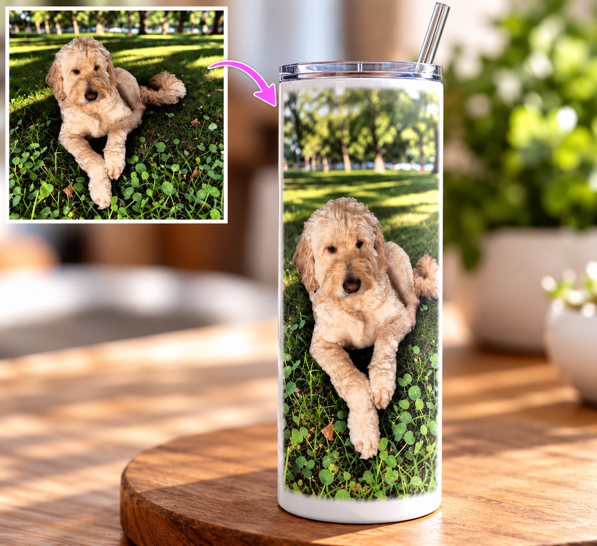 Custom Photo 20 oz Skinny Tumbler | Personalized Tumbler with Your Picture