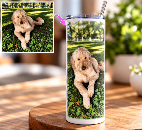 Custom Photo 20 oz Skinny Tumbler | Personalized Tumbler with Your Picture