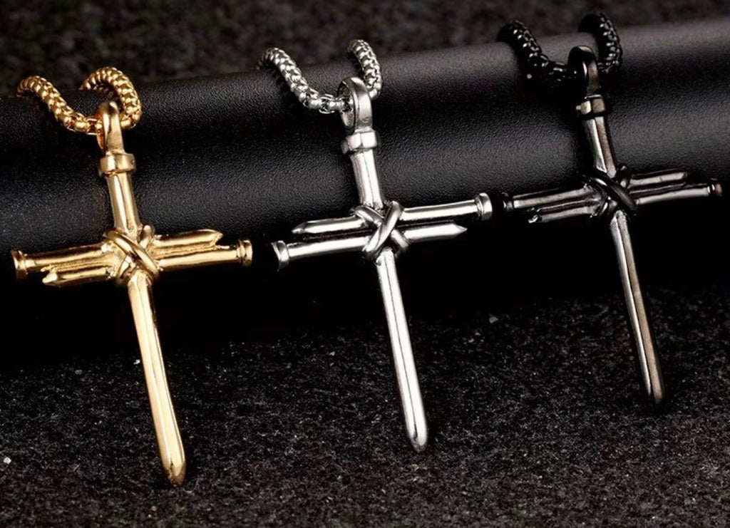 Nail Cross Necklace | Gold, Silver & Black
