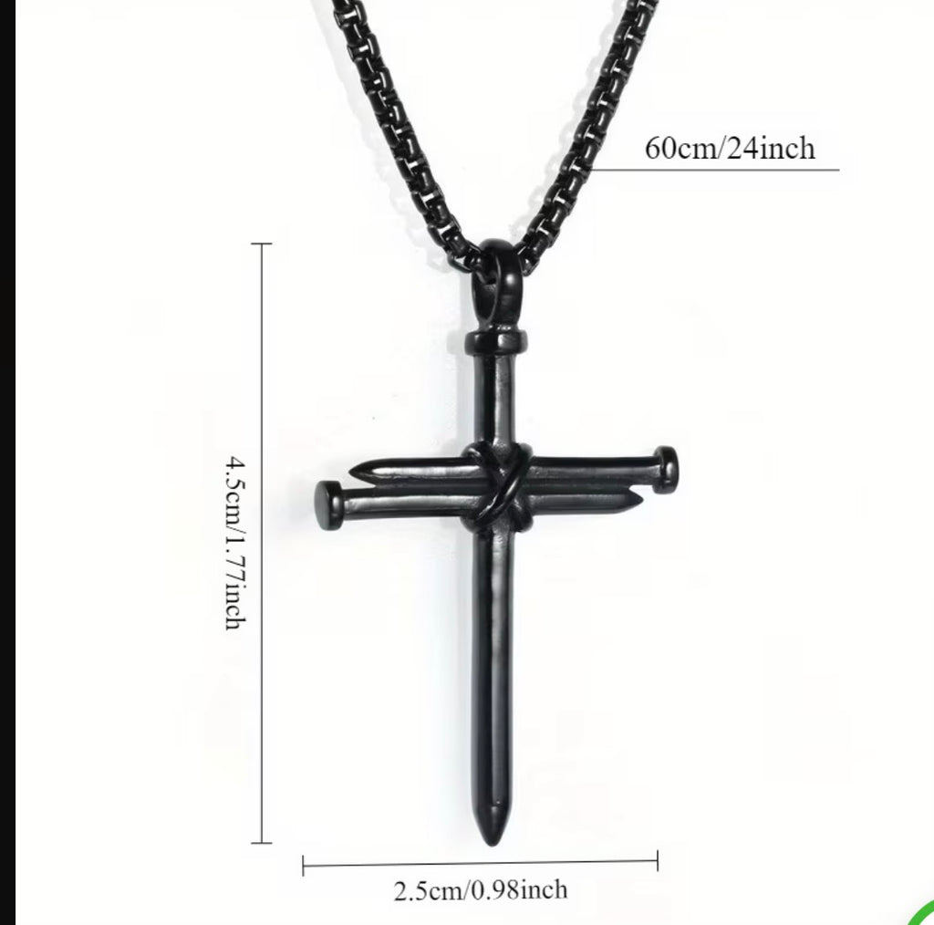 Nail Cross Necklace | Gold, Silver & Black