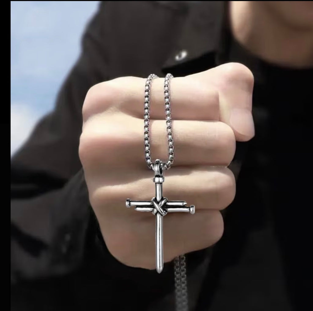 Nail Cross Necklace | Gold, Silver & Black