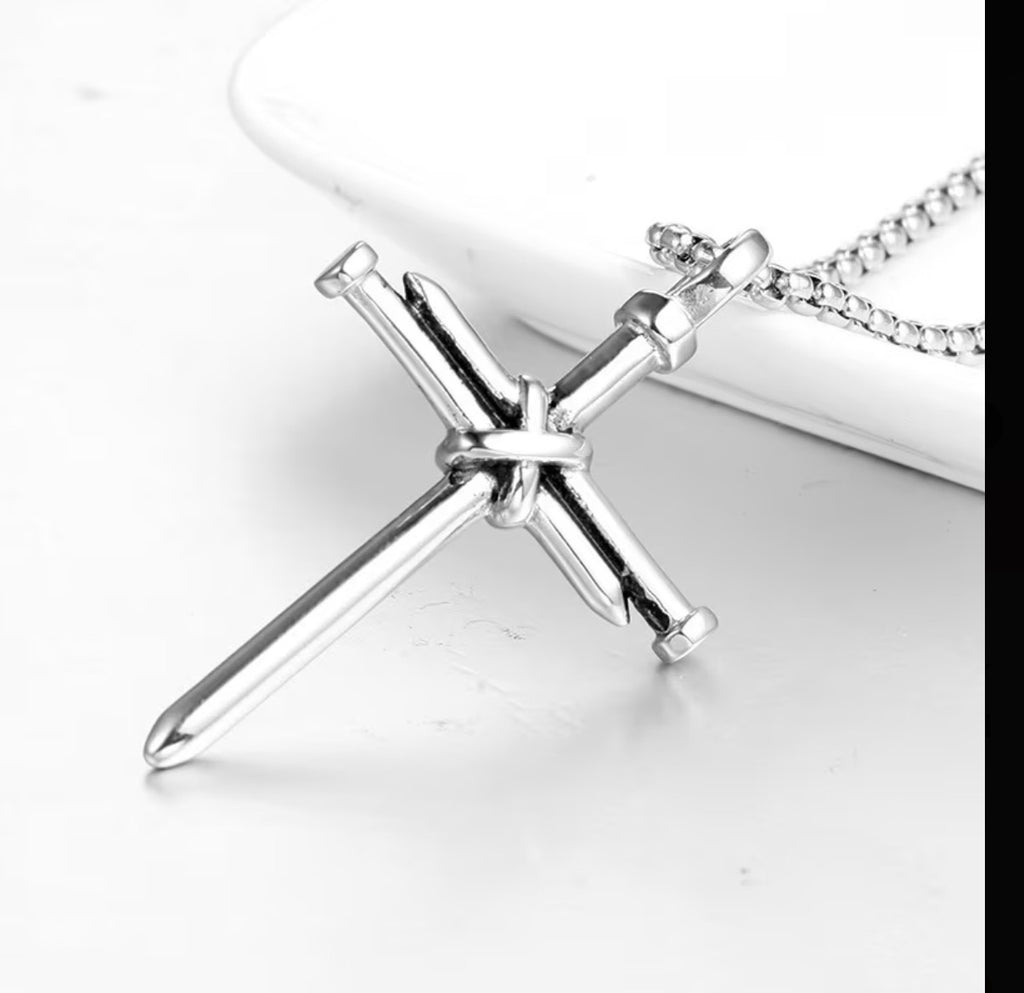 Nail Cross Necklace | Gold, Silver & Black