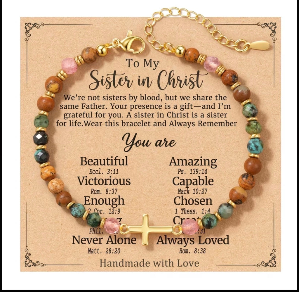 Sister in Christ Cross Bracelet | Faith Friendship Gift