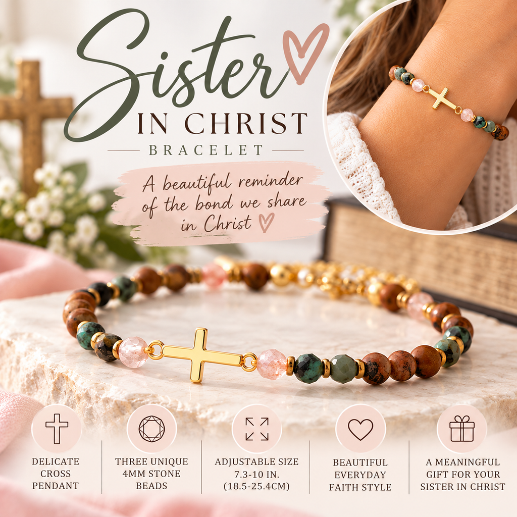 Sister in Christ Cross Bracelet | Faith Friendship Gift