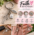 Faith Charm Keychain – Cross, Bible & Jesus Fish