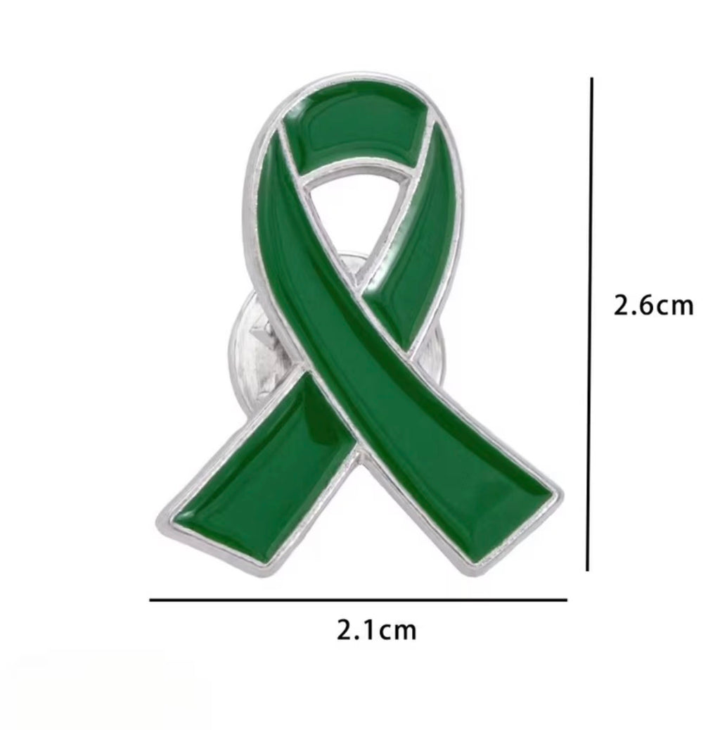 Mental Health Awareness Green Ribbon Enamel Lapel Pin