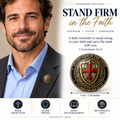 Stand Firm in the Faith – Cross & Shield Lapel Pin